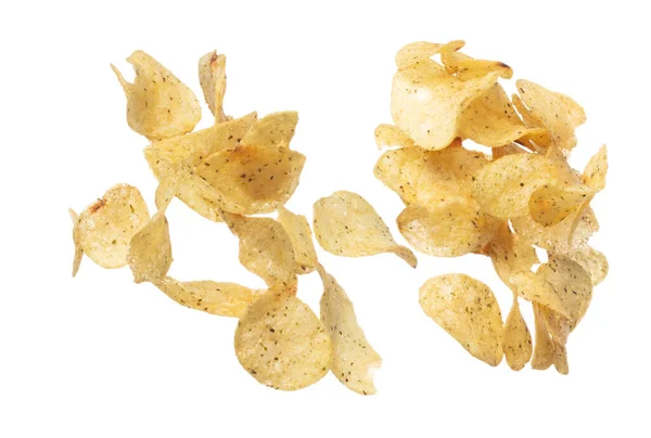 Papas Fritas Vuelan Aire Golden Fried Potato Chip Explosión Flotante — Foto de Stock