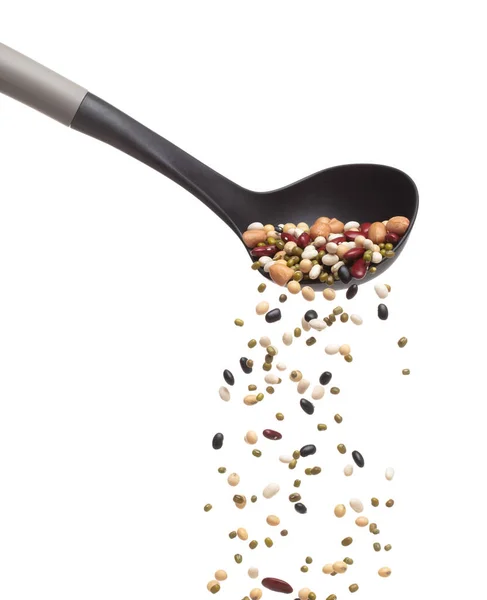 Mix Beans Fall Explosion Several Kind Bean Float Pouring Ladle — Foto Stock