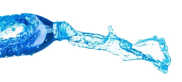 Питьевая Вода Пластиковой Бутылке Падают Мухи Воздухе Пресная Вода Пластиковые — стоковое фото