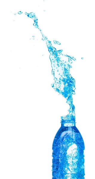 Woda Pitna Plastikowej Butelce Spada Mucha Powietrzu Butelka Tworzywa Sztucznego — Zdjęcie stockowe