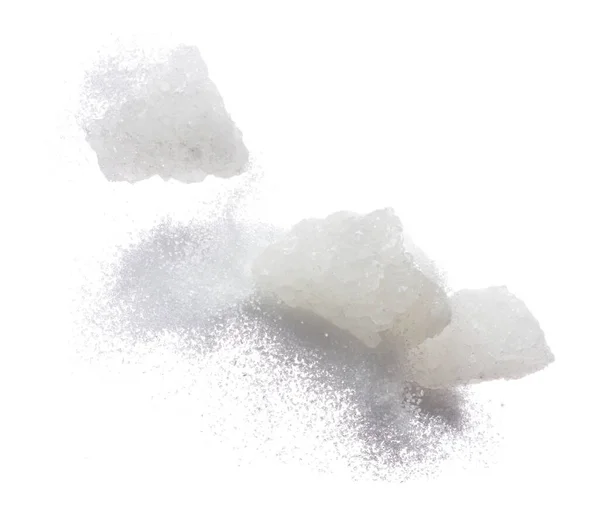 Rock Sugar Mezcla Refinada Polvo Tierra Volar Explosión Cristal Blanco —  Fotos de Stock