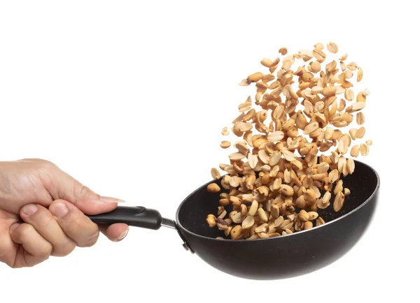 Roasted Peanut Bean Fried Throw Cook Pan Roasted Peanut Bean — Stock Photo, Image