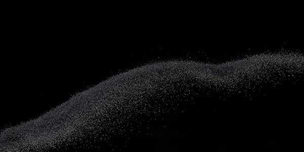Миллион Взрывов Черного Песка Фото Падающих Песков Стоп Кадр Черном — стоковое фото