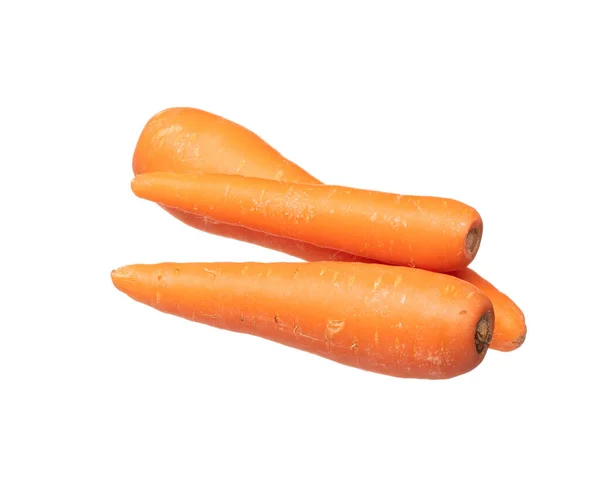 Tres Zanahorias Frescas Vuelan Aire Color Naranja Betacaroteno Zanahoria Buena — Foto de Stock