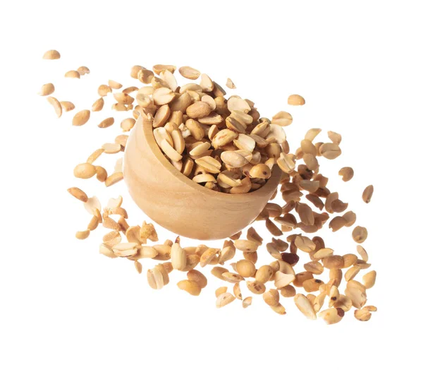 Roasted Peanut Bean Fall Throw Wooden Bowl Roasted Peanut Bean — Stock Photo, Image
