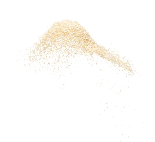 Beyaz Susam Tohumları Uçuşan Patlamalar Yüzen Beyaz Tahıl Dalgaları Soyut — Stok fotoğraf
