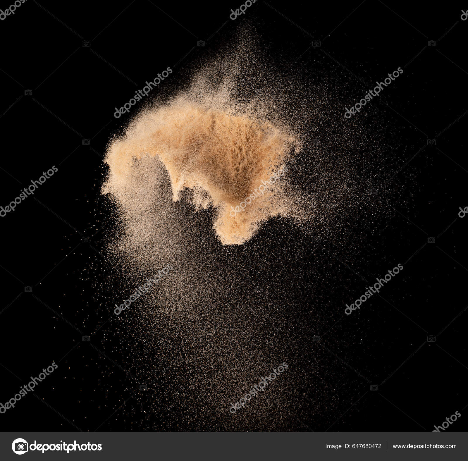 Small Size Fine Sand Flying Explosion Golden Grain Wave Explode Stock ...
