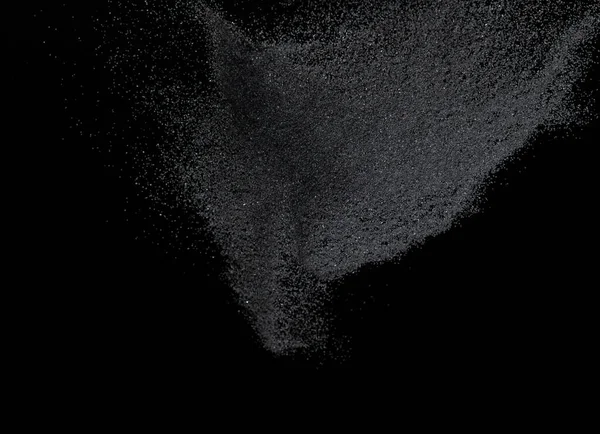 Miljoenen Zwarte Zand Explosie Foto Beeld Van Vallende Zand Vliegen — Stockfoto