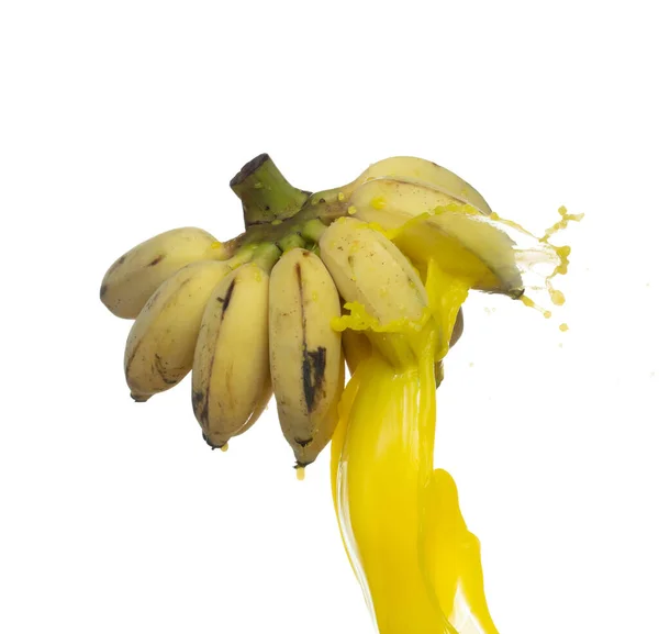 Explosión Voladora Plátano Con Zumo Fruta Agua Con Vitamina Amarilla — Foto de Stock