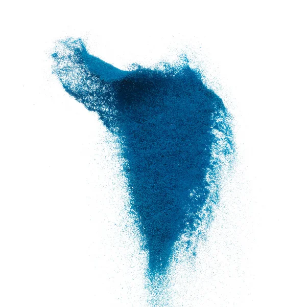 Blauer Sand Fliegt Explosionsartig Kornwellen Aus Dem Ozeansand Explodieren Abstrakte — Stockfoto