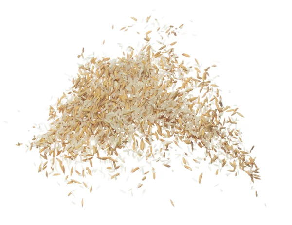 Paddy Rice Tahılları Havada Uçuşuyor Sarı Altın Çeltik Pilavı Dökülüyor — Stok fotoğraf
