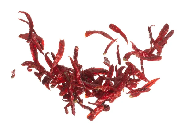 Dried Red Hot Chilli Fall Explosion Dried Red Chilli Float — Fotografia de Stock