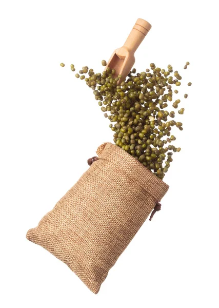 Green Mung Beans Fly Throw Sack Bag Green Mung Bean — стоковое фото