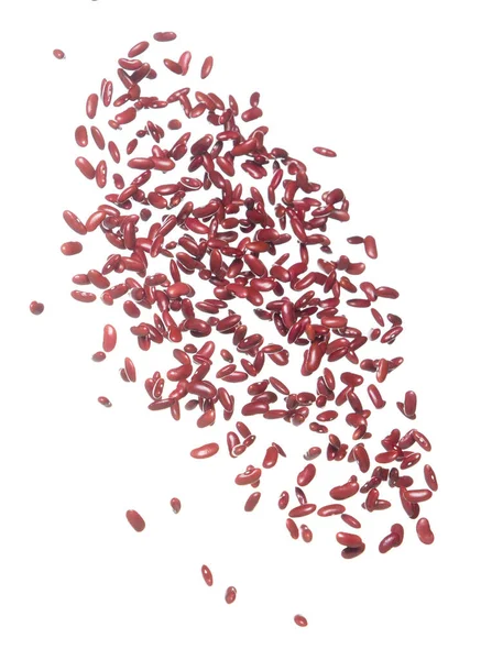 红豆飞弹 红豆飞弹抽象云雾 美丽完整的豌豆种子飞溅在空气中 食物物体的设计 选择性聚焦冻结拍摄白色背景隔离 — 图库照片#