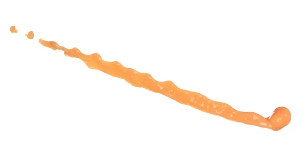 Sinaasappelsap Dat Vormlijn Naar Beneden Stroomt Oranje Sappige Fladderende Explosie — Stockfoto