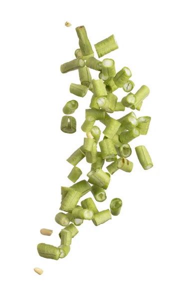 Нарезанный Взрыв Бобовой Мухи Длинном Дворе Нарезанные Зеленые Длинные Бобы — стоковое фото