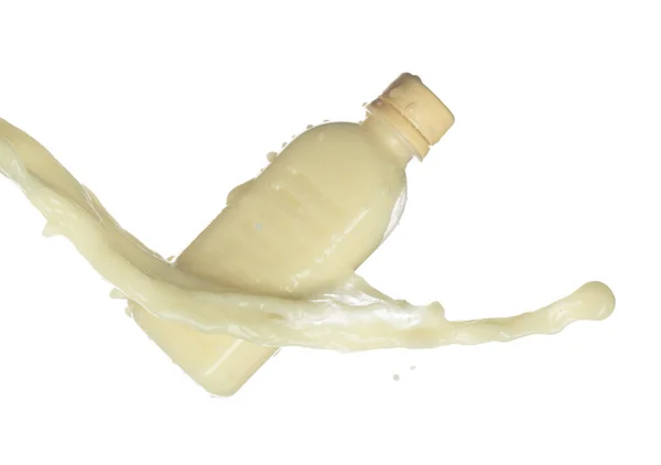 Tofu Sojabohnensojamilch Flaschenbehälter Fallen Lassen Sojamilch Oder Kosmetiksahnefeuchtigkeitscreme Verschütten Als — Stockfoto