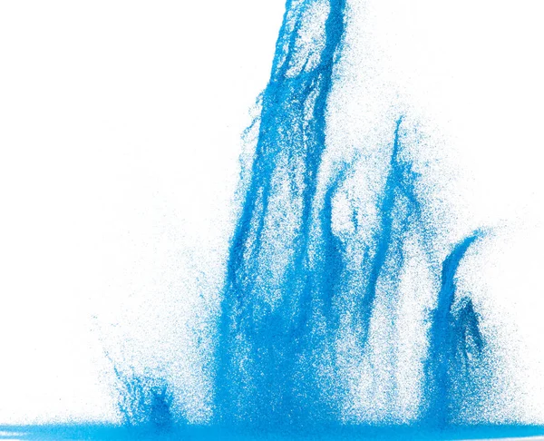 Küçük Ölçekli Mavi Kum Uçan Patlama Okyanus Kum Tanecikleri Patlar — Stok fotoğraf