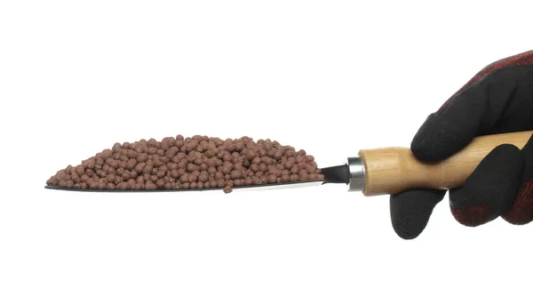 Clay Drainage Tiny Size Ball Pour Fall Explosion Shovel Hand — Stock Photo, Image