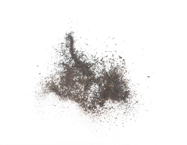 Černě Vysušený Čaj Exploduje Malé Jemné Velikosti Čaj List Létající — Stock fotografie