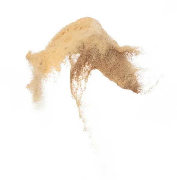 Sand Fliegt Explosionsartig Goldene Kornwelle Explodiert Abstrakte Wolkenfliege Gelber Sand — Stockfoto