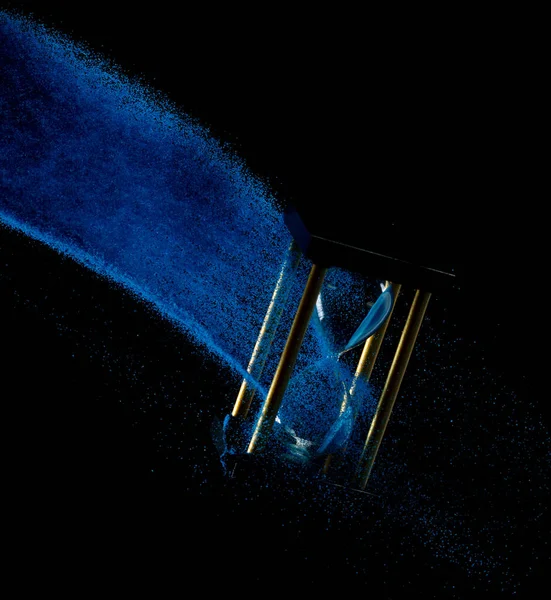 Mosca Ampulheta Flutua Vida Areia Azul Torno Ampulheta Para Adicionar — Fotografia de Stock