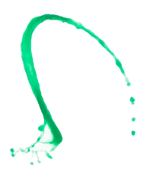 Yeşil Boya Sıvısı Havada Uçuşuyor Elma Sebze Suyu Dökülüyor Patlama — Stok fotoğraf