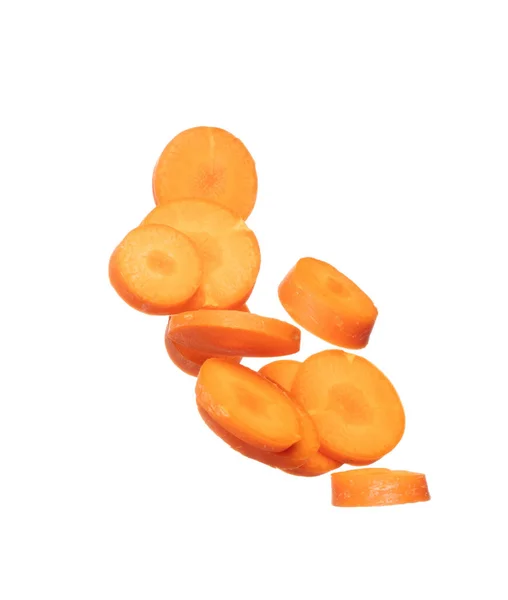 Carrot Fresh Fly Float Air Turn Cube Dice Slice Shape — Φωτογραφία Αρχείου