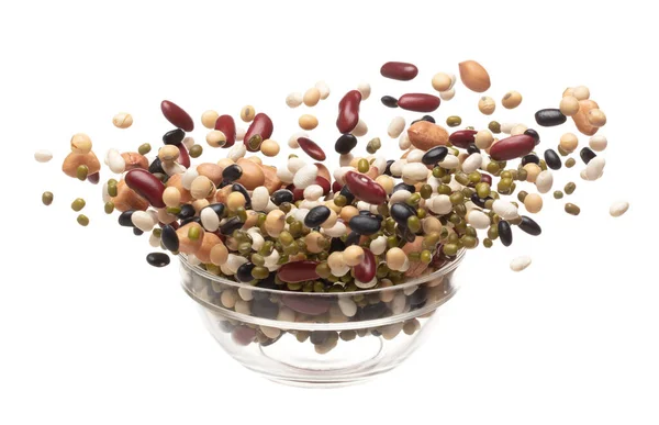 Mix Beans Fall Explosion Several Kind Bean Float Explode Glass — Foto Stock