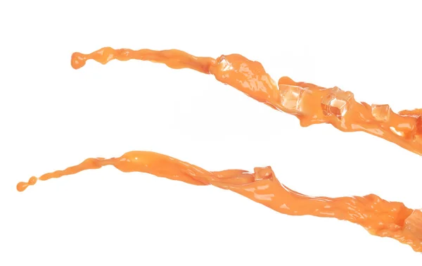 Ledová Kostka Pomerančové Šťávy Chladná Stékající Lince Tvarů Oranžová Šťavnatá — Stock fotografie