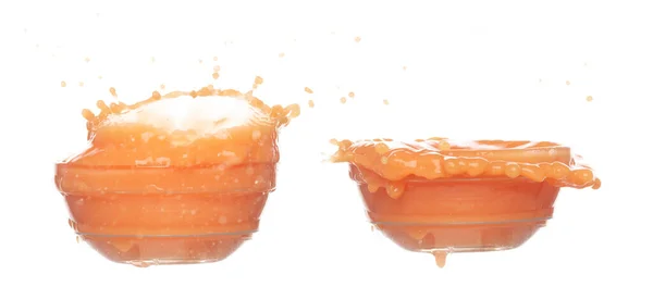 Апельсиновый Сок Выливающийся Линию Формы Апельсиновый Сочный Трепещущий Взрыв Воздухе — стоковое фото