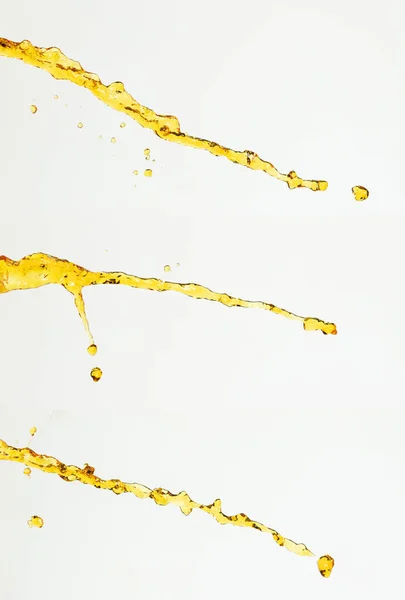 Laranja Suco Limão Óleo Lubrificante Respingo Ouro Líquido Gotas Bebida — Fotografia de Stock