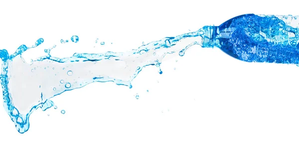 Питьевая Вода Пластиковой Бутылке Падают Мухи Воздухе Пресная Вода Пластиковые — стоковое фото