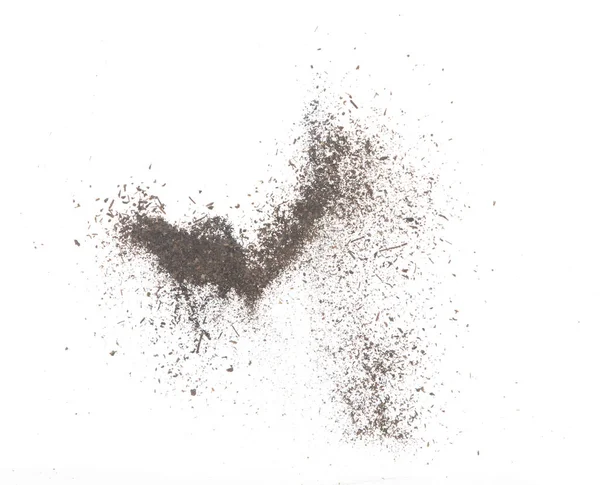 Schwarzer Getrockneter Blättertee Explodiert Kleine Feine Teeblätter Fliegen Explosionsartig Abstrakte — Stockfoto