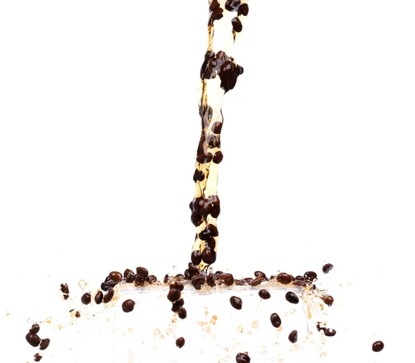 Coffee Drink Water Mix Bean Seed Fall Pouring Form Line — Fotografia de Stock