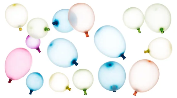 Şişirilmiş Renkli Balonlar Havada Uçar Bir Sürü Renkli Balon Kırmızı — Stok fotoğraf