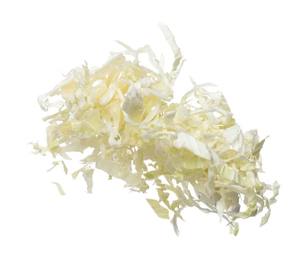 Cabbage Fly Mid Air Green Fresh Vegetable Cabbage Cut Chop — Fotografia de Stock