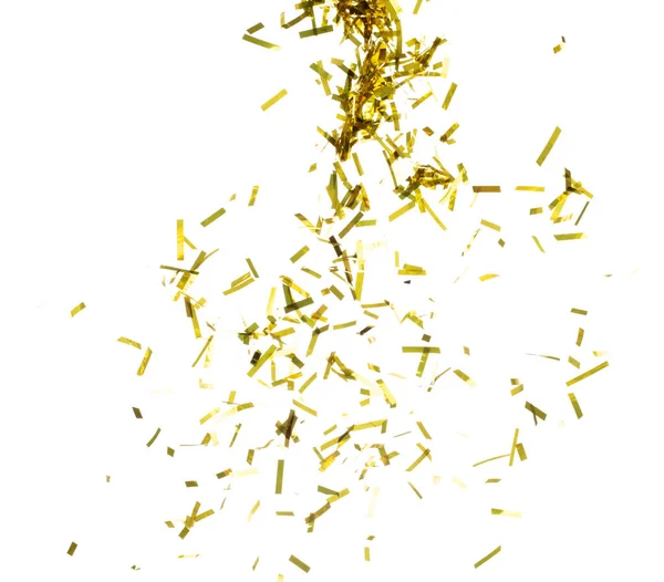 Golden Confetti Foil Spatten Lucht Gold Confetti Foil Explosie Vliegen — Stockfoto