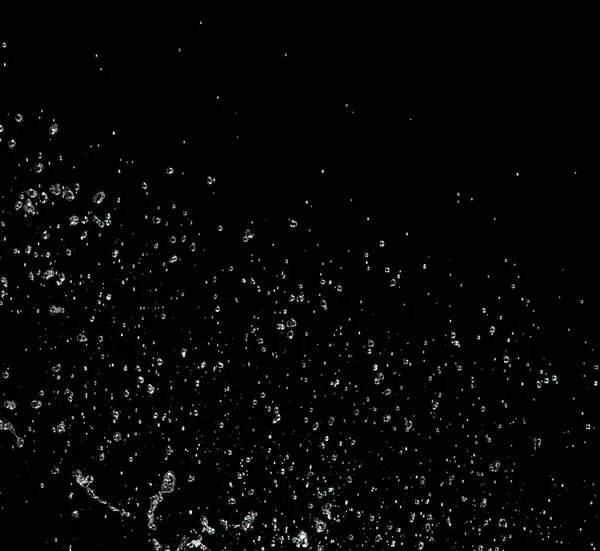 形状形成的水花飞溅成落水攻击 在空中飞舞 停止运动冻结射击 喷水用于爆炸纹理图形资源元素 黑色背景隔离 — 图库照片