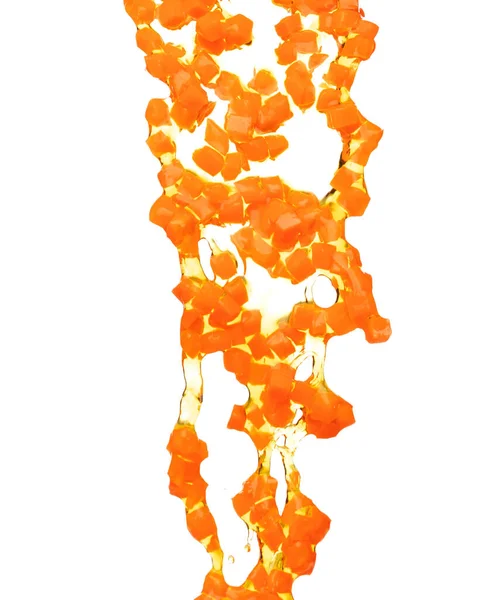 Carrot Fresh Dice Cube Shape Pouring Water Beta Carotene Orange — Stok fotoğraf