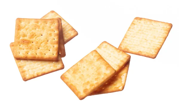 Cracker Butter Square Fall Fly Mid Air Golden Crispy Cracker — Stock Photo, Image