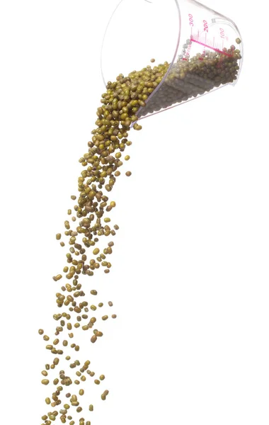 Green Mung Beans Fall Measured Cup Green Mung Bean Float — Stockfoto