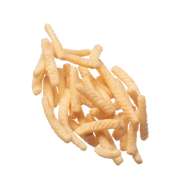 Prawn Shrimp Crackers Finger Chip Fall Fly Mid Air Golden — Stock Photo, Image