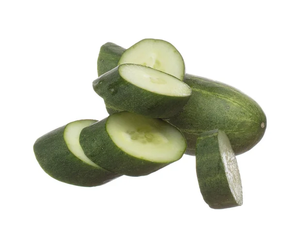 Cucumber Fly Fall Green Fresh Vegetable Cucumber Cut Chop Slice — Fotografia de Stock