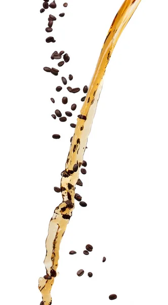 Coffee Drink Water Mix Bean Seed Fall Pouring Form Line — Foto Stock