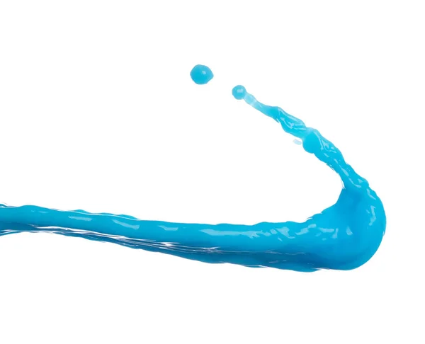 青い塗料の水は形でスプラッシュ流出します 青い液体化粧水保湿剤化粧品は空中に浮かぶ注ぐ ブルーカクテル爆発投げなびかせ飲む 白地分離高速シャッター — ストック写真