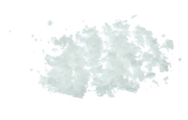 Tuzlu kaya sineği patlaması, beyaz tuz taşı çiçeği soyut bulut sineği patlaması. Büyük ölçekli toprak tuzu havaya sıçrar, yiyecek nesnesi tasarımı. Beyaz arkaplan yüksek hız dondurma hareketini izole etti