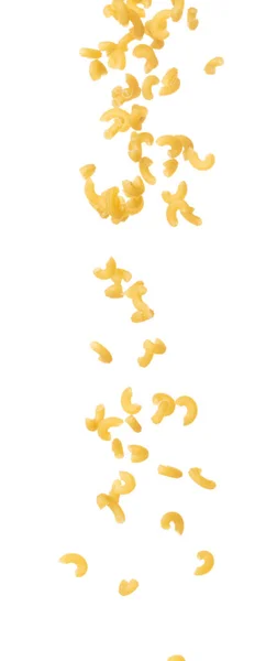 Macaroni Fall Group Yellow Macaronis Pasta Float Explode Abstract Cloud — Foto de Stock