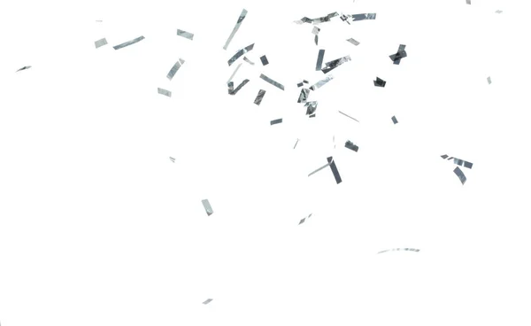 Silver Confetti Foil Caída Salpicaduras Aire Silver Confetti Foil Explosion — Foto de Stock