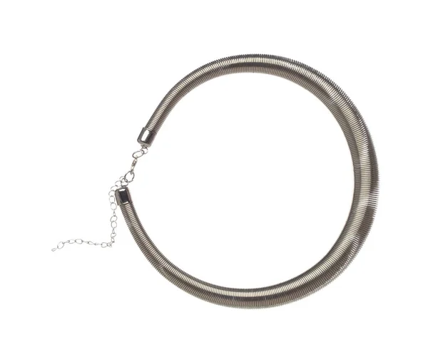Серебряное Безбилетное Ожерелье Стиле Жука Летит Воздухе Серебряное Металлическое Ожерелье — стоковое фото